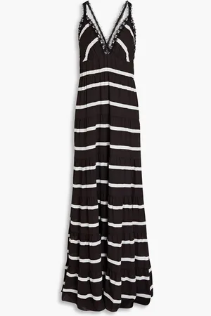 ALICE+OLIVIA Alice Olivia - Karolina tiered striped crepe de chine maxi dress