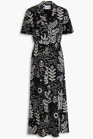 Claudie Pierlot Printed jacquard midi shirt dress