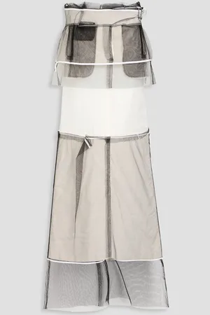 Maison Margiela Strapless cotton-canvas, twill and tulle midi dress - White