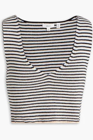 A.L.C. Cropped striped cotton-blend top