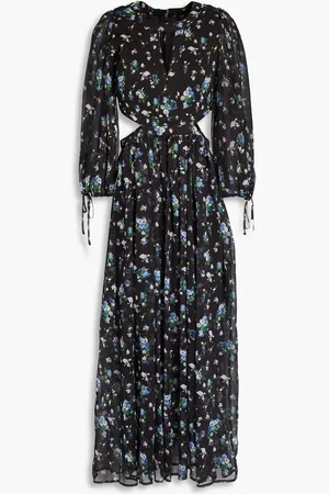 Maje Cutout floral-print crepon midi dress
