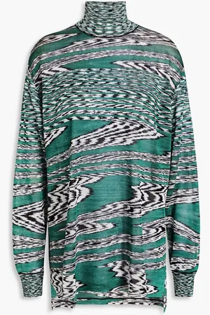 Missoni Marled intarsia-knit turtleneck sweater - Green
