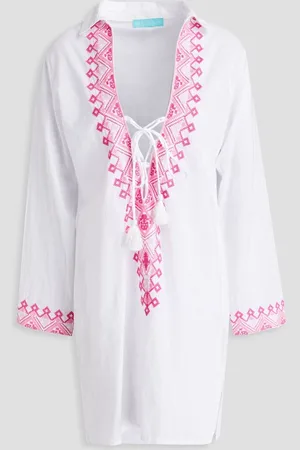 Melissa Odabash Dora embroidered cotton kaftan