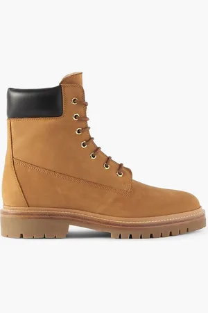 LEGRES Leather-trimmed nubuck ankle boots - Brown