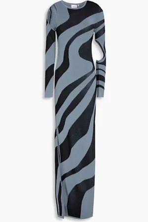 Hervé Léger Cutout jacquard-knit maxi dress - Gray