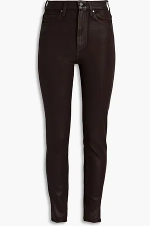 Paige Cheeky coated high-rise skinny jeans - Brown