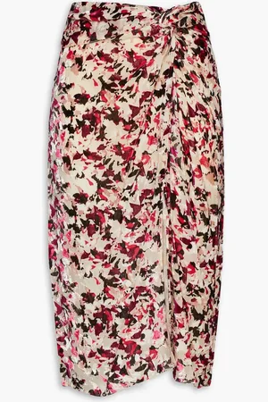 RAG&BONE Knotted printed devoré-velvet midi skirt