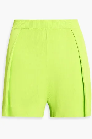 LAPOINTE Pleated ribbed-knit shorts - Green