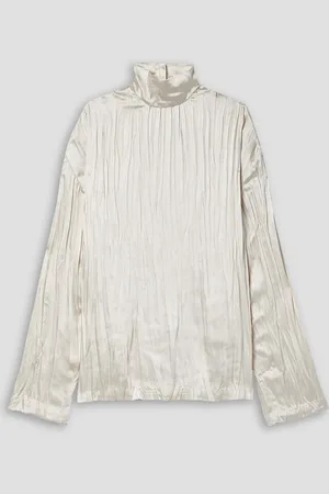 Interior The Twiggy pleated satin turtleneck top - White