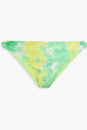 Ganni Twisted printed low-rise bikini briefs - Green