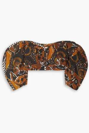 Mara Hoffman Juana off-the-shoulder cropped printed TENCEL™ Lyocell top