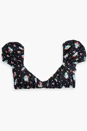 Caroline Constas Zoe gathered floral-print bikini top