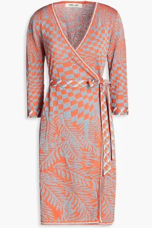 Diane von Furstenberg Lainey metallic jacquard-knit wrap dress