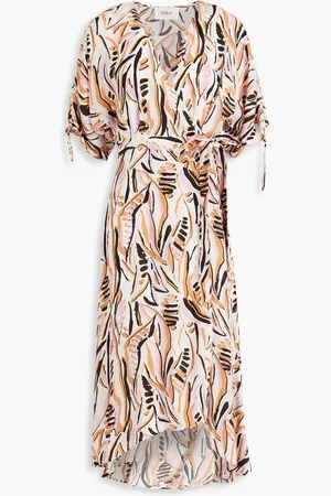Bash Tabb printed crepe midi wrap dress - Pink