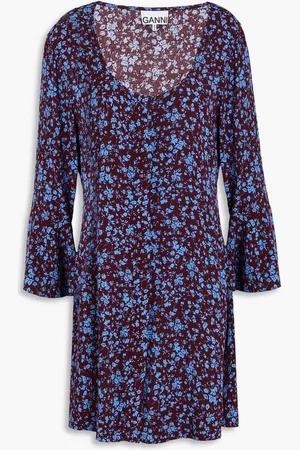 Ganni Floral-print crepe mini dress
