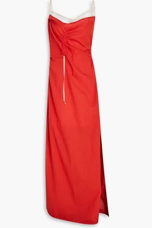 Jacquemus Gaua ruched cotton-gauze maxi dress - Red
