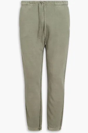 JOHN ELLIOTT Tapered faded French cotton-terry sweatpants - Green