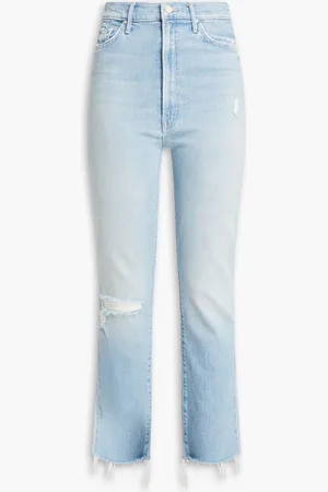 Mother Tripper distressed high-rise flared jeans - Blue
