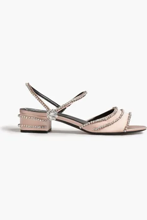 Roger Vivier Flower Strass crystal-embellished satin sandals - Pink
