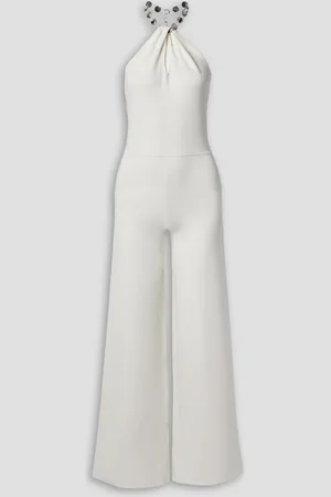 GALVAN Globe Cleopatra embellished stretch-knit jumpsuit - White