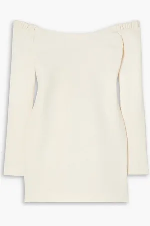 Khaite Octavia off-the-shoulder wool-crepe mini dress - White