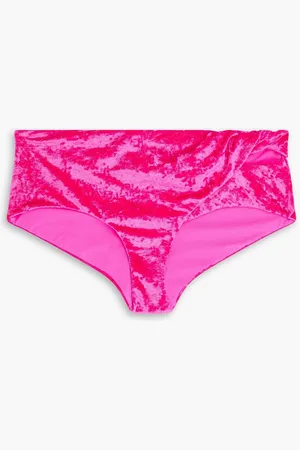 VERSACE Twisted stretch-velvet bikini briefs - Pink