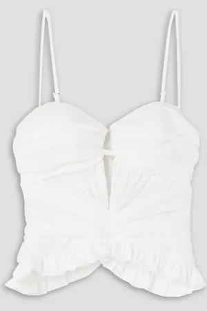 BRANDON MAXWELL The Peir ruched ruffled cotton bustier top