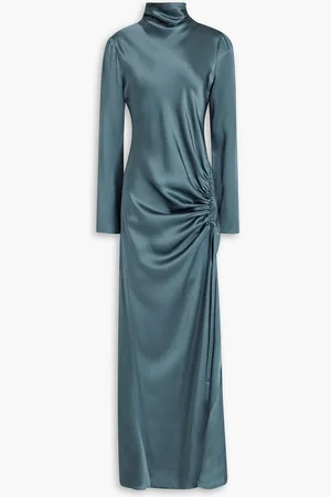 LAPOINTE Ruched satin maxi dress - Blue