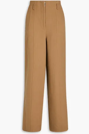 Peter Do Brushed wool and cashmere-blend felt wide-leg pants - Brown