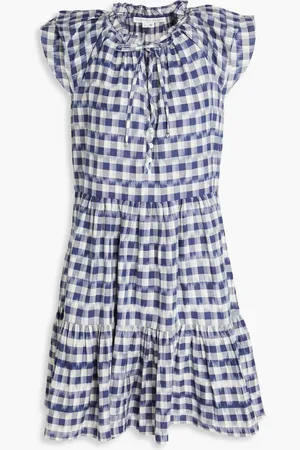 VERONICA BEARD Zee ruffled gingham cotton mini dress