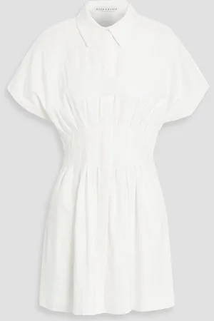ALICE+OLIVIA Alice Olivia - Lilliana pleated linen-blend mini shirt dress