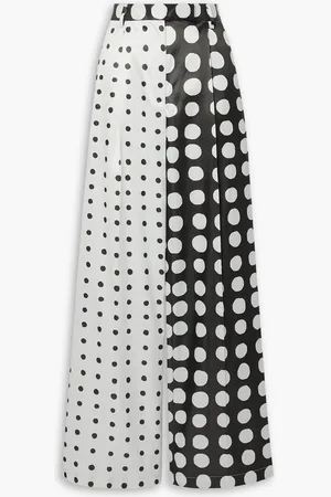 Christopher John Rogers Polka-dot satin-twill wide-leg pants