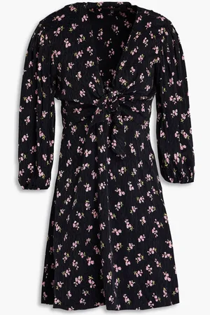 Maje Knotted floral-print cupro-blend jacquard mini dress