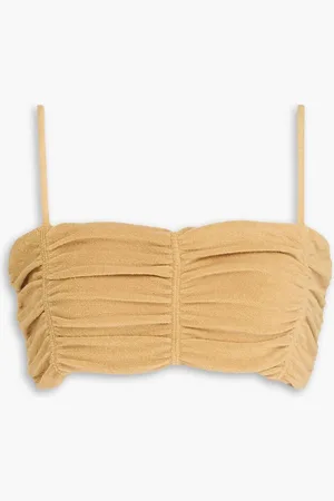 BITE Cropped ruched cotton-blend terry top - Neutral
