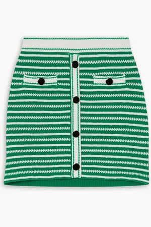 Self-Portrait Striped cotton-blend mini skirt