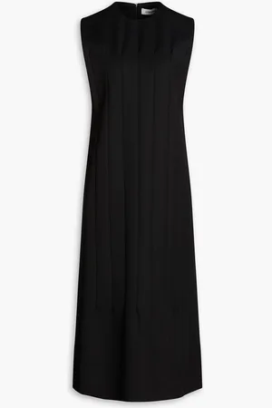 LE 17 SEPTEMBRE Pleated wool-blend twill midi dress