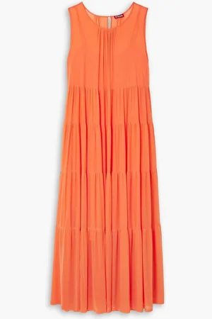 Staud Benedetta tiered stretch-mesh maxi dress