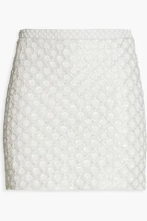 ANDREW GN Embellished linen-blend mini skirt - Gray