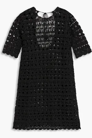 Ganni Metallic open-knit mini dress