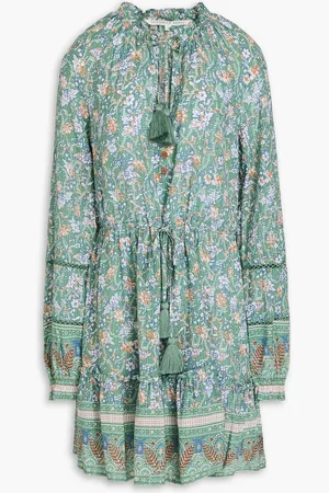 VERONICA BEARD Danica floral-print seersucker mini dress - Green
