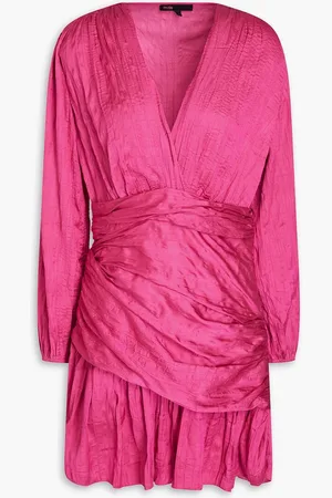 Maje Crinkled-satin mini dress - Pink