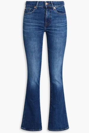7 for all Mankind Faded low-rise bootcut jeans - Blue
