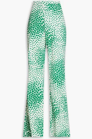 Diane von Furstenberg Printed silk and cotton-blend flared pants