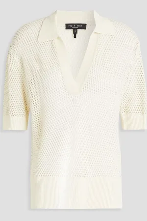 RAG&BONE Leah open-knit polo shirt - White