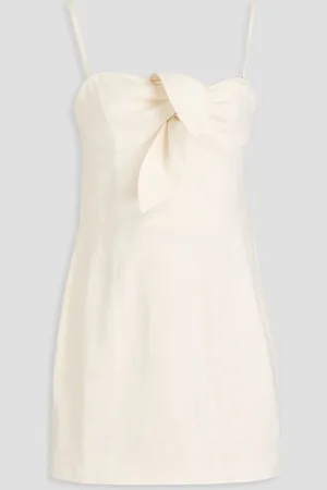 Solid The Aurora knotted linen-blend mini dress - White