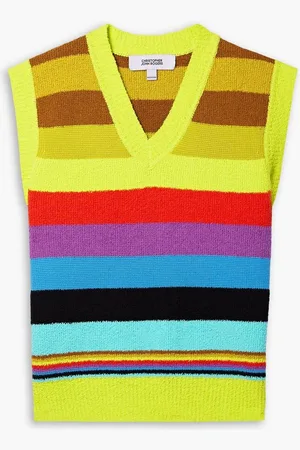 Christopher John Rogers Striped cotton-blend bouclé vest