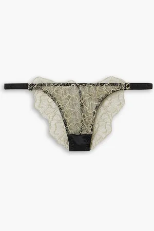 Coco De Mer Damona metallic Leavers lace low-rise briefs