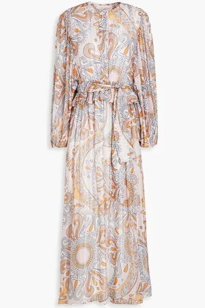 sundress Sima metallic printed voile maxi dress - Purple