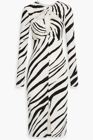 ET OCHS Eleanor cutout ruched zebra-print stretch-jersey midi dress