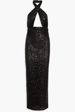 RONNY KOBO Zack cutout sequined stretch-mesh halterneck maxi dress